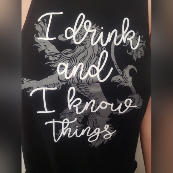 Black and White HBO Game of Thrones "I Drink and I Know Things" Tank Top… - Picture 7 of 9